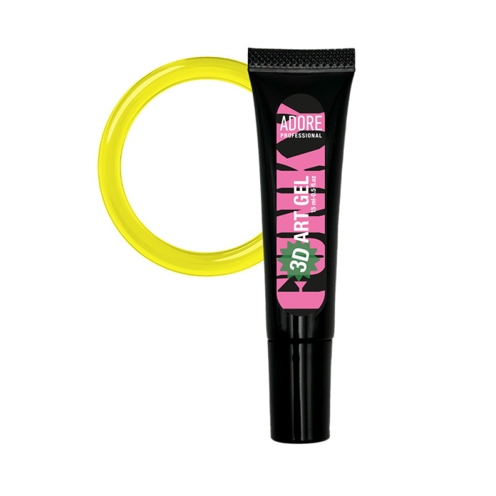Гель для дизайну Adore Professional Funky Art 3D Gel 14 Lemon Glass без липкого шару лимонний вітраж 15 мл