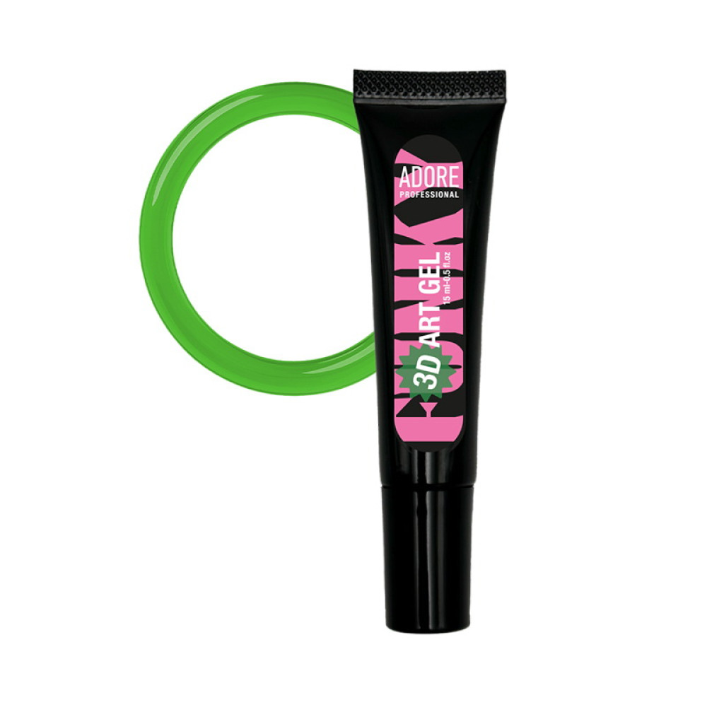 Гель для дизайну Adore Professional Funky Art 3D Gel 15 Lime Glass без липкого шару лаймовий вітраж 15 мл