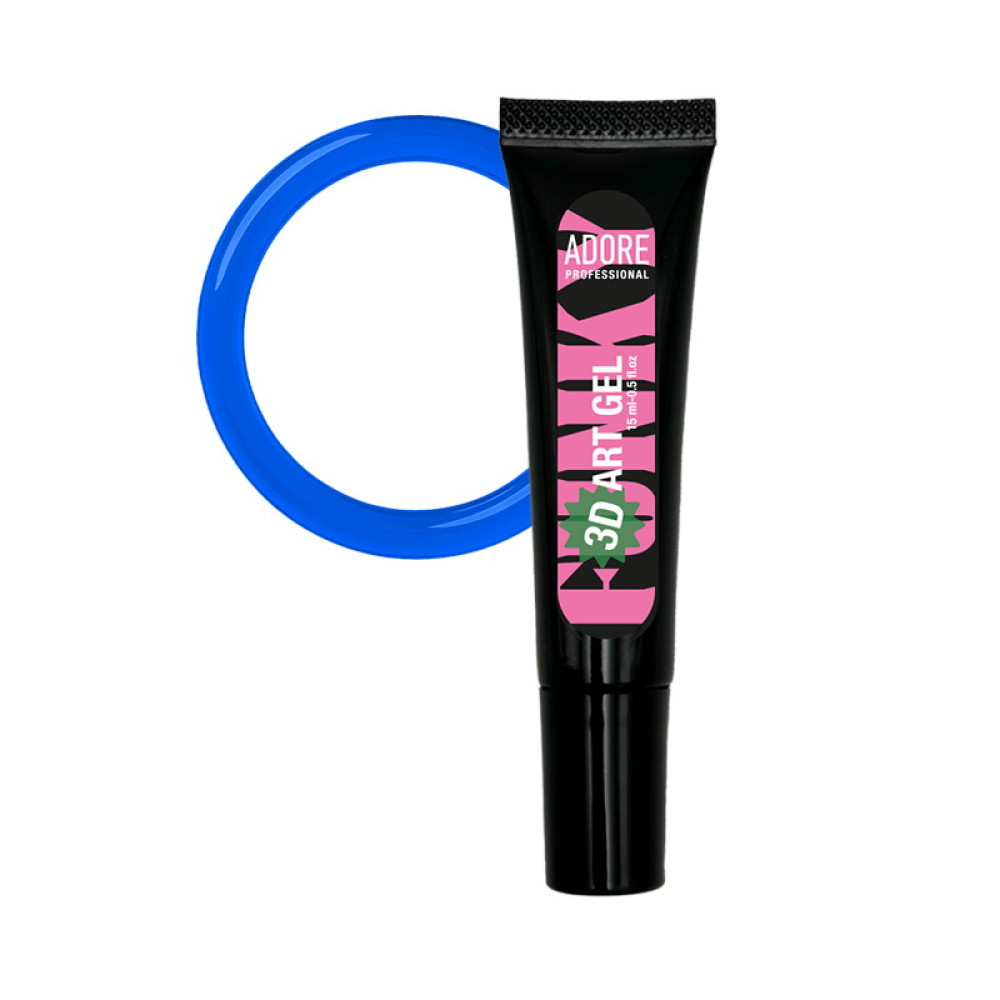 Гель для дизайну Adore Professional Funky Art 3D Gel 16 Ultramarine Glass без липкого шару синій вітраж 15 мл