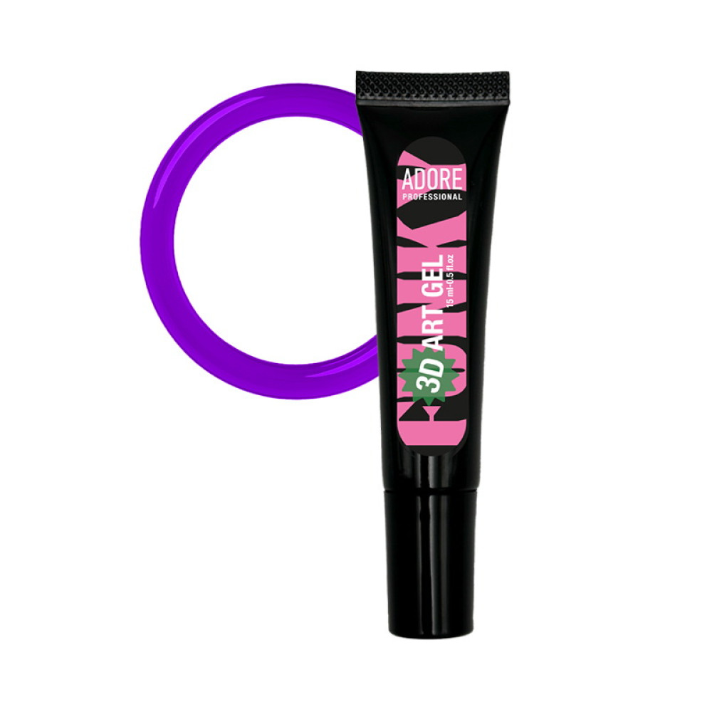 Гель для дизайну Adore Professional Funky Art 3D Gel 18 Purple Glass без липкого шару фіалковий вітраж 15 мл