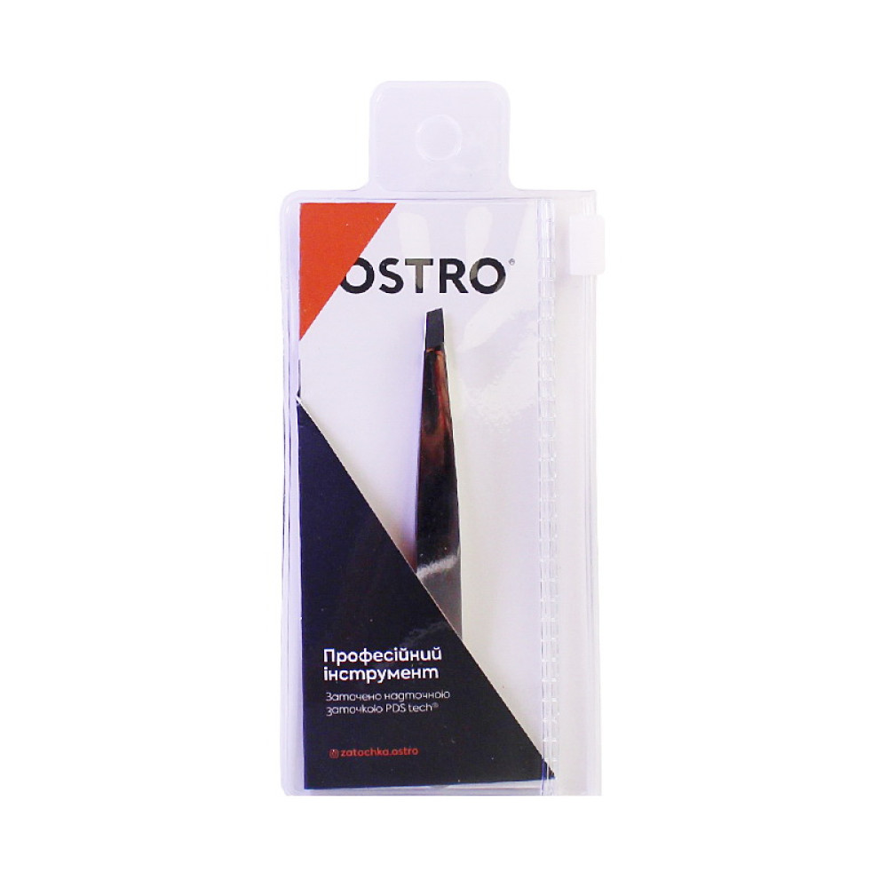 Пинцет для бровей OSTRO скошенные кромки