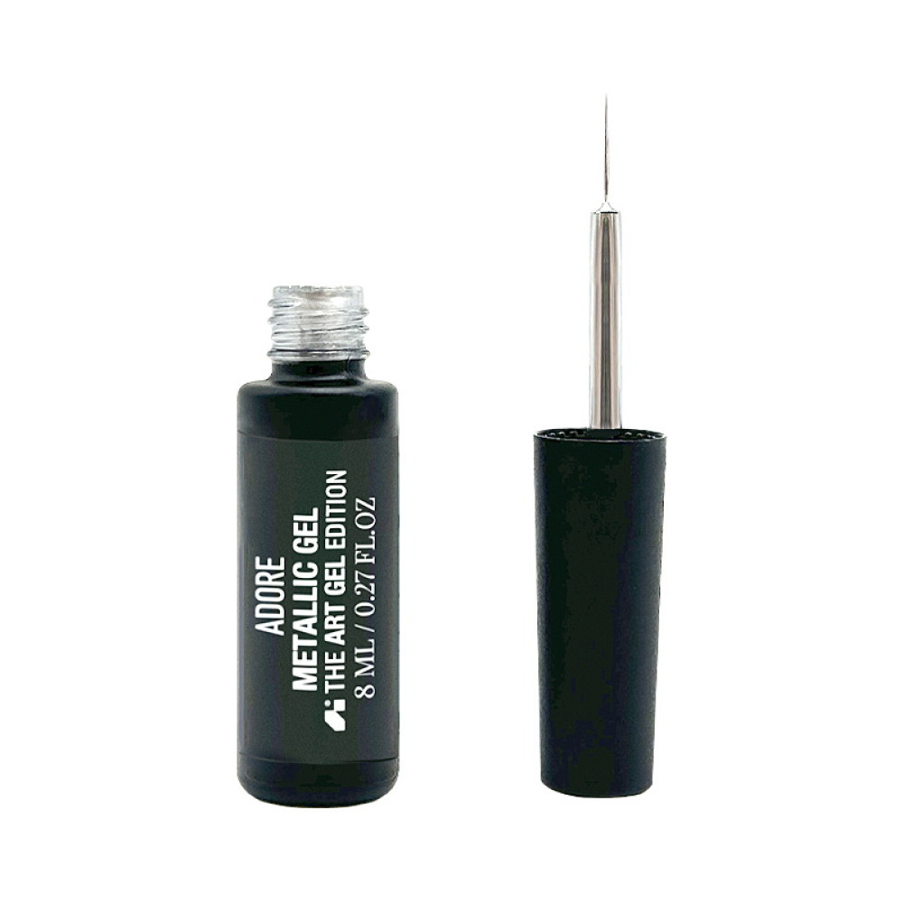 Рідка металева гель-фарба Adore Professional Metallic Gel для дизайну нігтів срібна 8 мл