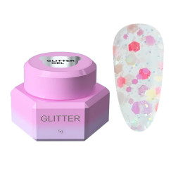 Гель для дизайна You Are Cute Glitter Gel 01 с разноцветным глиттером разной формы и размера 5 мл