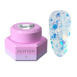 Гель для дизайна You Are Cute Glitter Gel 04 с разноцветным глиттером разной формы и размера 5 мл