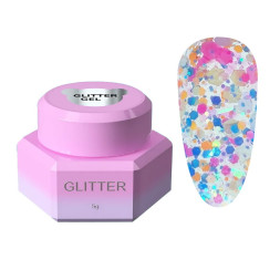 Гель для дизайна You Are Cute Glitter Gel 06 с разноцветным глиттером разной формы и размера 5 мл
