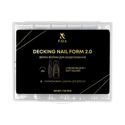 Верхние формы для френч-наращивания F.O.X Decking Nail form 2.0 мягкий квадрат с силиконовыми вкладками 120 шт