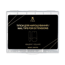 Типсы гелевые для наращивания ногтей F.O.X Nail Tips For Extensions 240 шт квадрат