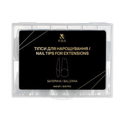 Типсы гелевые для наращивания ногтей F.O.X Nail Tips For Extensions 240 шт балерина