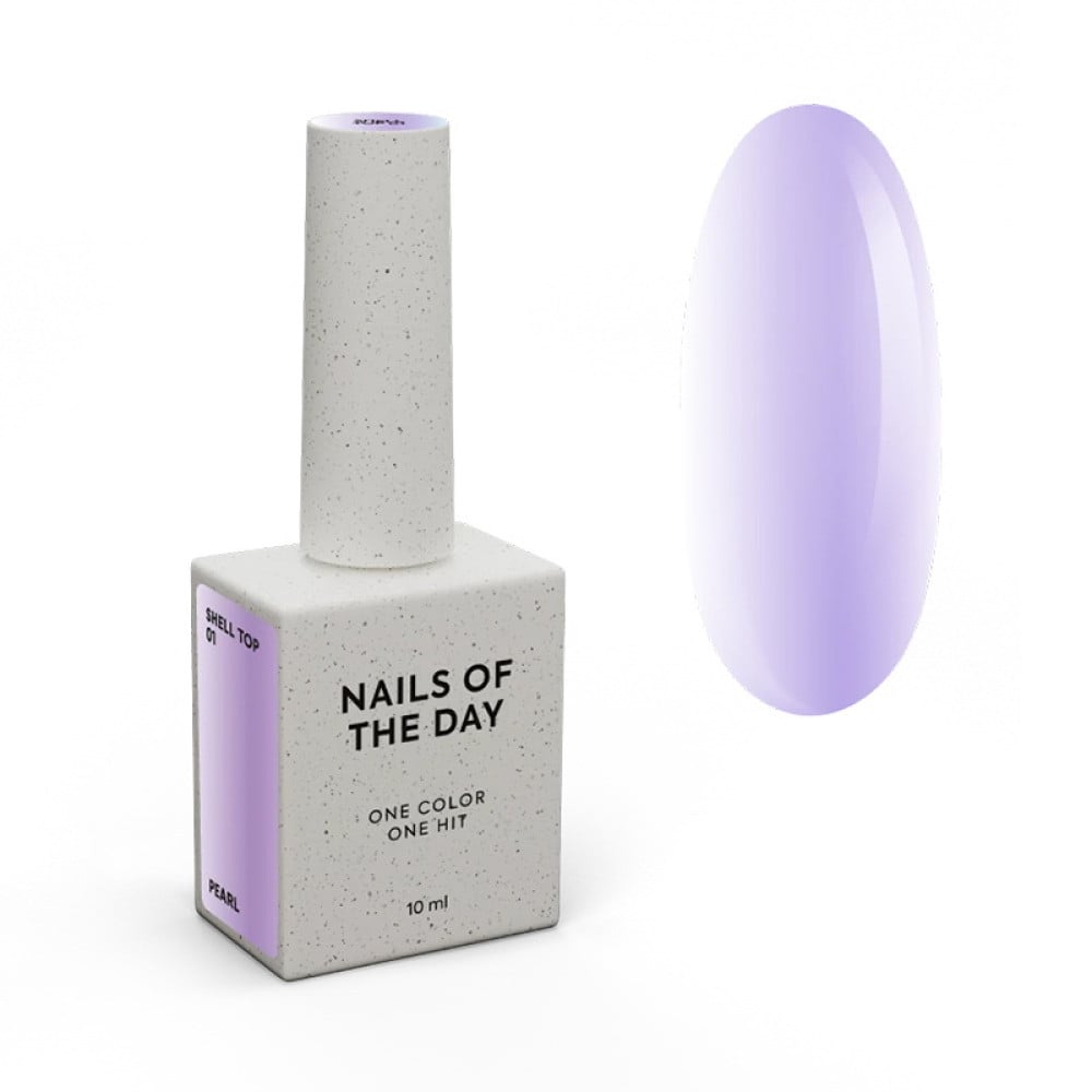 Топ перлинний без липкого шару Nails Of The Night Shell Top 01 з фіолетовим втиранням 10 мл