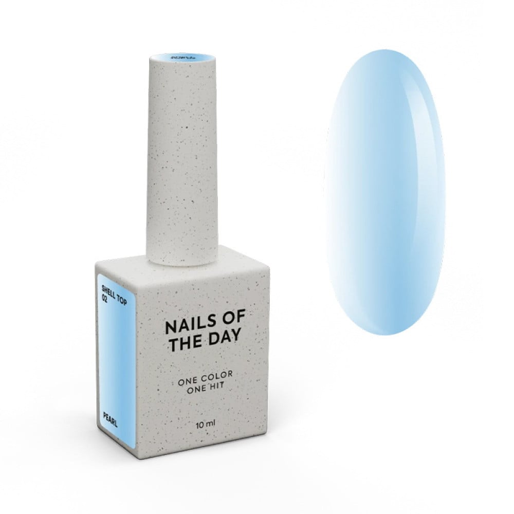Топ перлинний без липкого шару Nails Of The Night Shell Top 02 з блакитним втиранням 10 мл