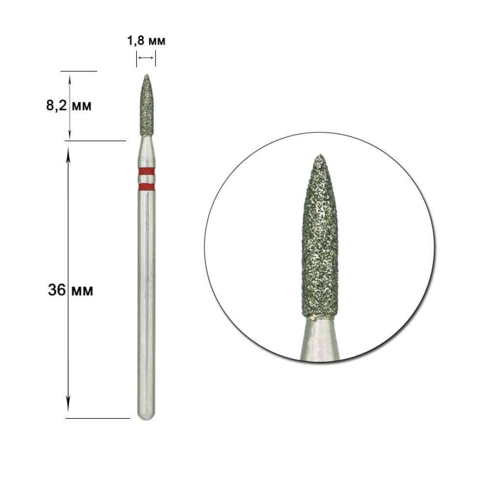 Насадка алмазна Nisima P860f018 олівець 1.8 мм червона Насадка алмазна Nisima P860f018 олівець 1.8 мм червона