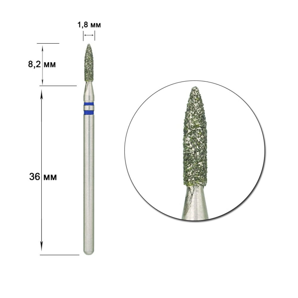 Насадка алмазна Nisima P860m018 олівець 1.8 мм синя