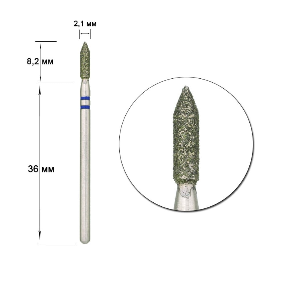 Насадка алмазна Nisima P860m021 олівець 2.1 мм синя