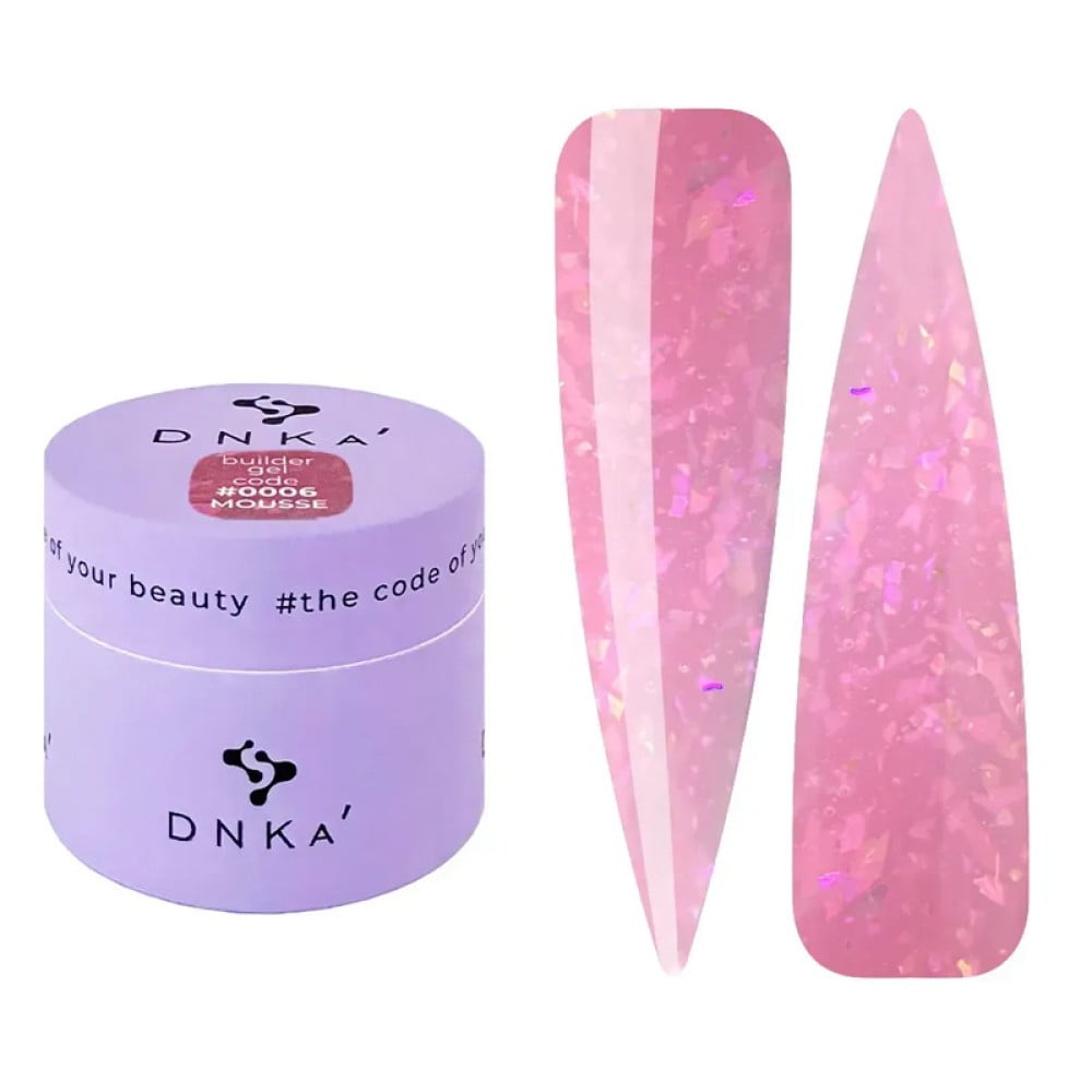 Гель для моделювання DNKa Builder Gel Mousse 0006 мякий рожевий зі слюдою 15 мл