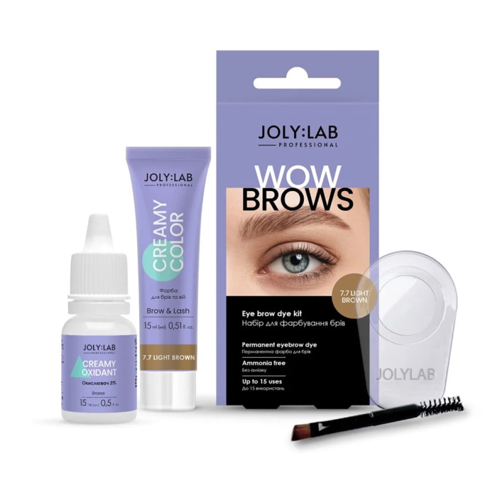 Набір для фарбування брів Joly:Lab Wow Brows 7.7 Light Brown світло-коричневий