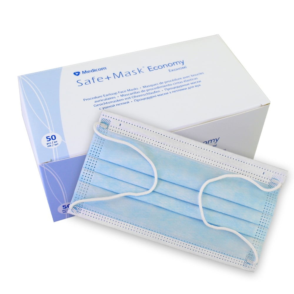 Маска на обличчя Medicom SafeMask Economy 50 шт колір блакитний