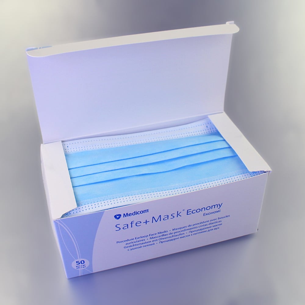 Маска на обличчя Medicom SafeMask Economy 50 шт колір блакитний