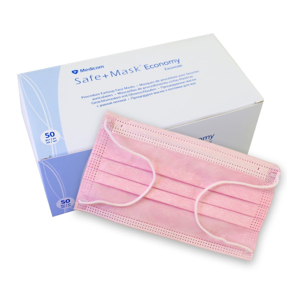 Маска на обличчя Medicom SafeMask Economy 50 шт колір рожевий