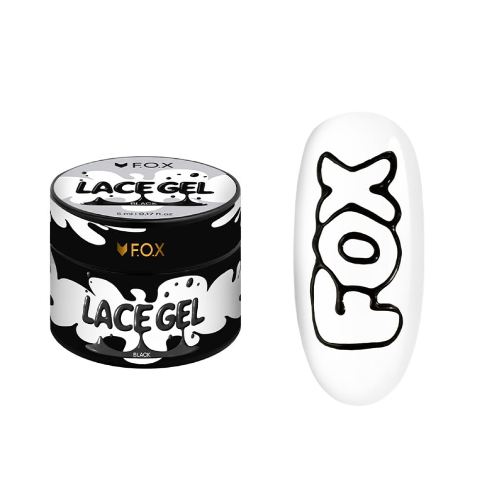 Гель-фарба без липкого шару F.O.X Lace Gel Black чорна 5 мл