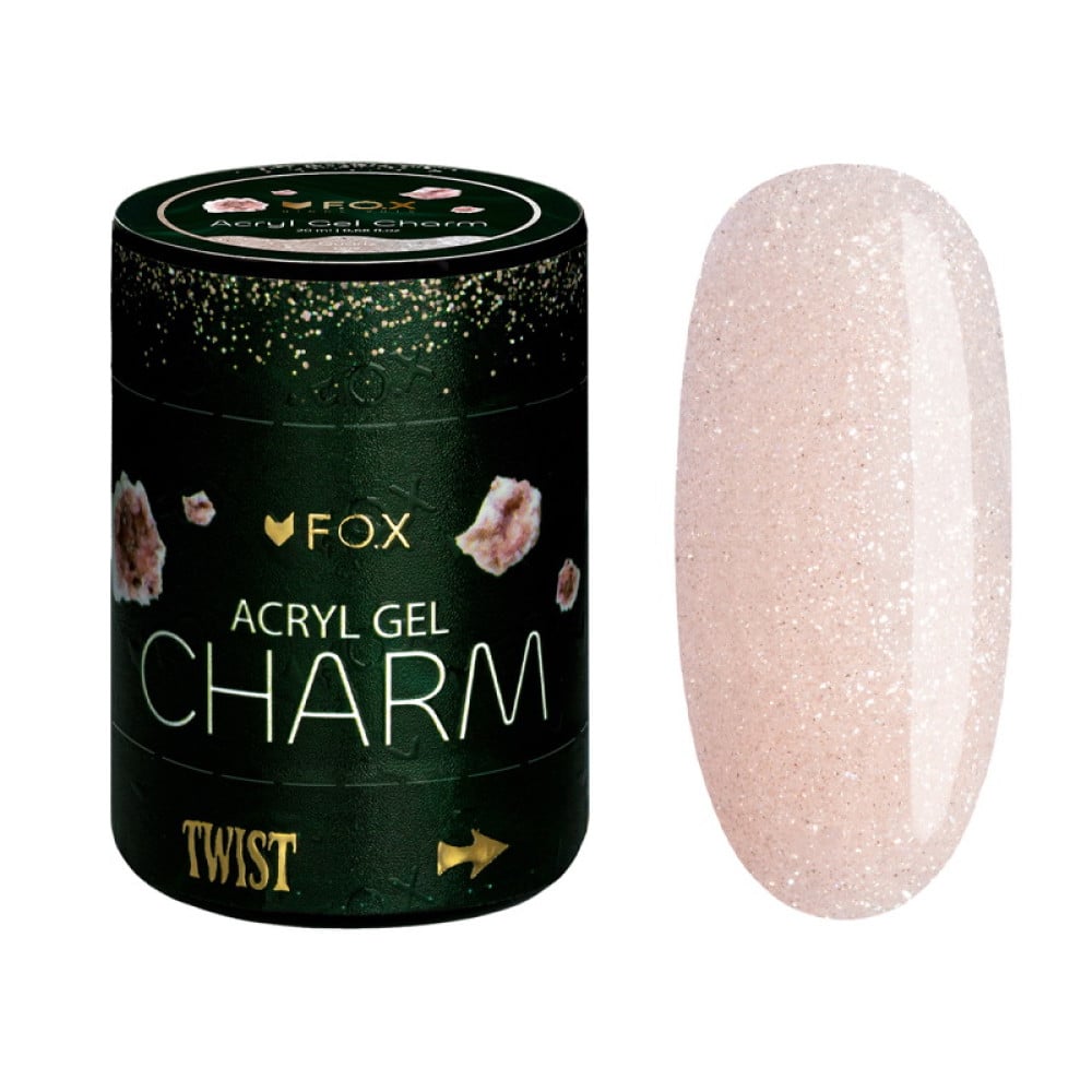 Акрил-гель F.O.X Aсryl Gel Charm 009 Quartz з легким світловідбиваючим ефектом і шимером 20 мл