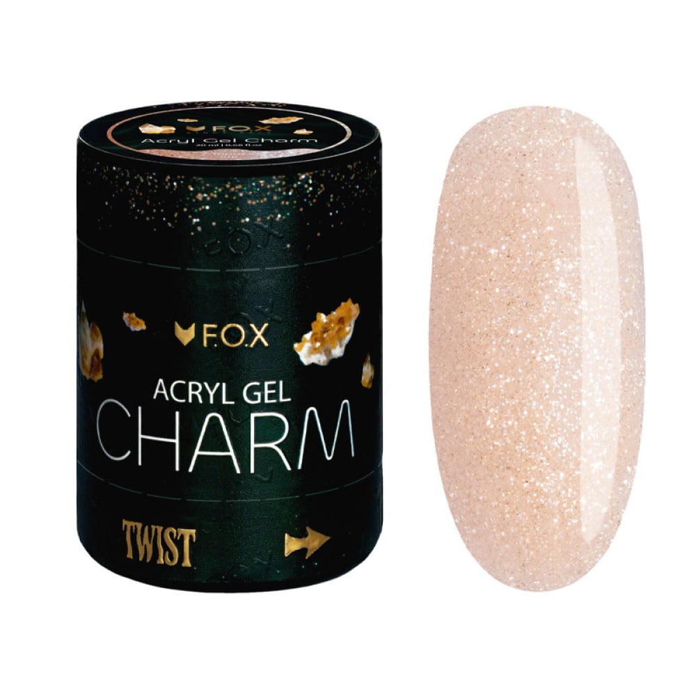 Акрил-гель F.O.X Aсryl Gel Charm 010 Topaz теплий беж з легким світловідбиваючим ефектом і шимером 20 мл
