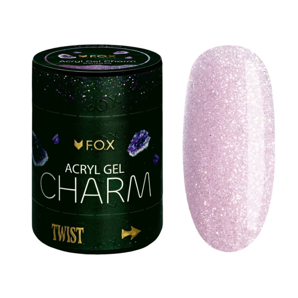 Акрил-гель F.O.X Aсryl Gel Charm 012 Amethyst фіолетовий з легким світловідбиваючим ефектом і шимером 20 мл