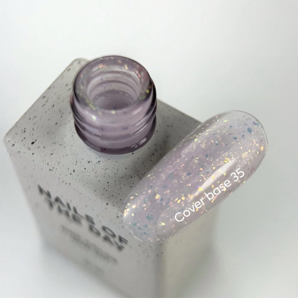 База камуфлююча Nails Of The Day Cover Base New Formula Potal 35 ніжно-рожевий з голографічною поталлю 10 мл