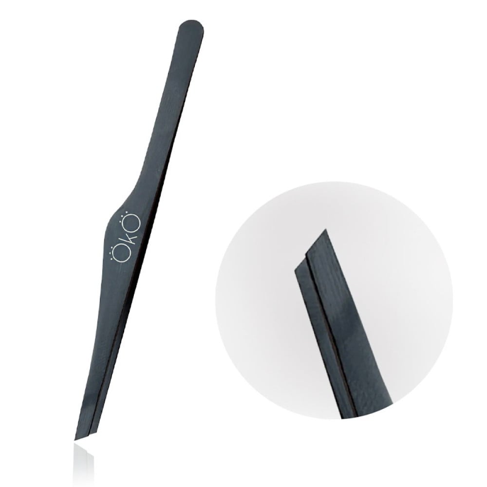 Пінцет для брів OKO Eyebrow Tweezers 05 Black Magnetic скошені кромки мякий натиск ручне заточування