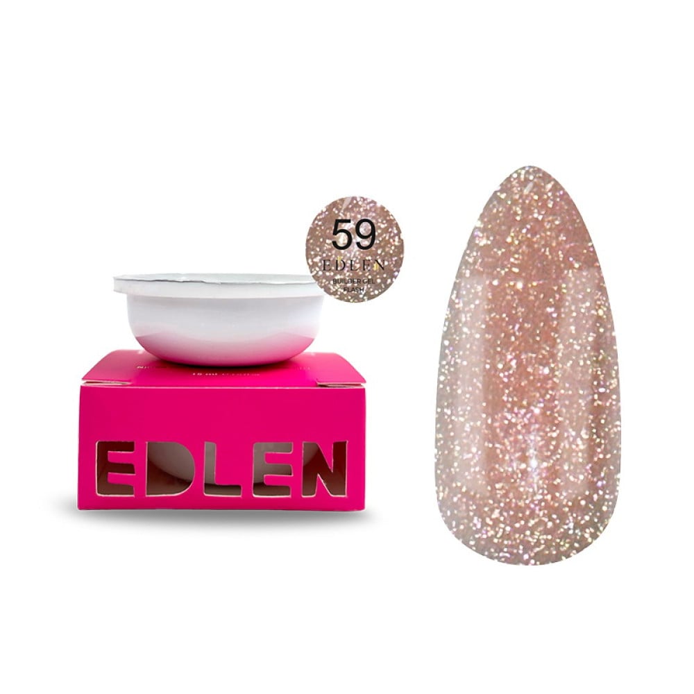 Гель будівельний Edlen Professional Builder Gel Flash 59 світловідбиваючий какао-карамель 15 мл