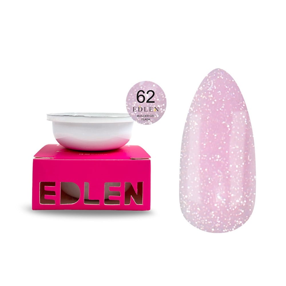 Гель будівельний Edlen Professional Builder Gel Flash 62 світловідбиваючий приглушений бузковий 15 мл