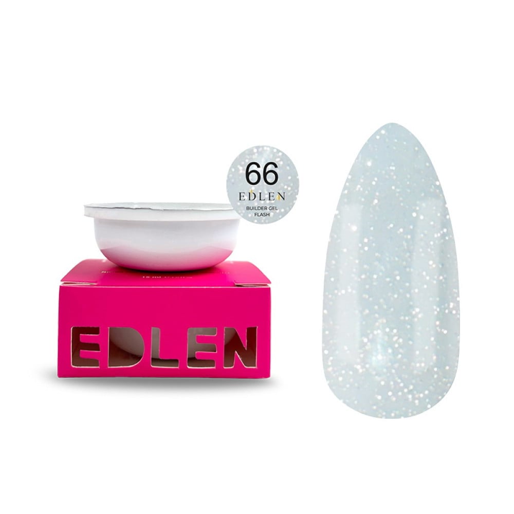 Гель будівельний Edlen Professional Builder Gel Flash 66 світловідбиваючий сіро-молочний 15 мл