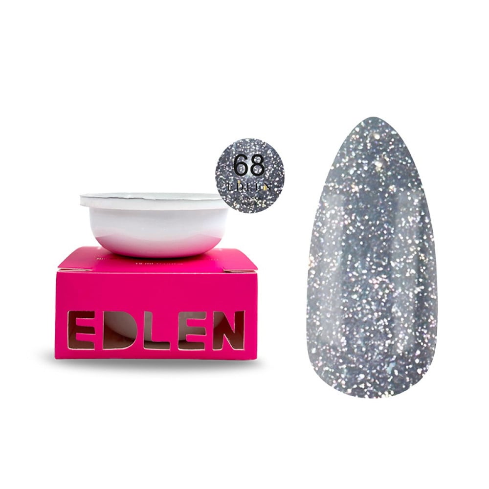 Гель будівельний Edlen Professional Builder Gel Flash 68 світловідбиваючий сірий 15 мл