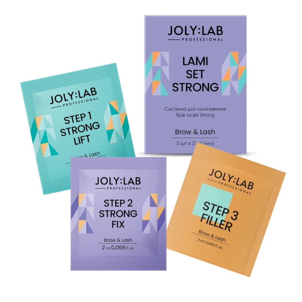 Набір складників для ламінування вій та брів Joly:Lab Set Strong №1.2.3 3 шт по 2 мл