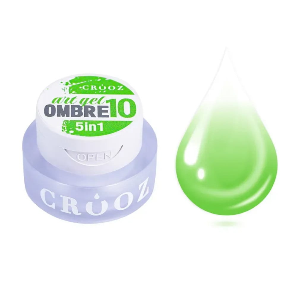 Гель-фарба Crooz Art Gel Ombre 5 в 1 10 без липкого шару салатовий 3 мл