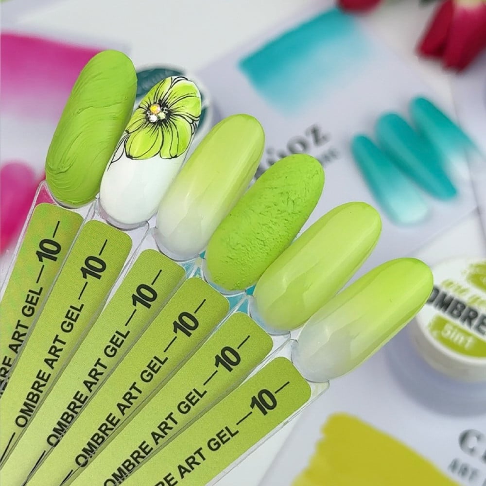 Гель-фарба Crooz Art Gel Ombre 5 в 1 10 без липкого шару салатовий 3 мл