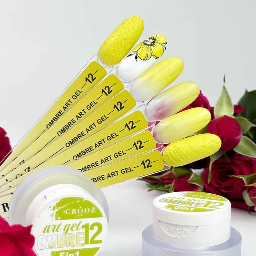 Гель-фарба Crooz Art Gel Ombre 5 в 1 12 без липкого шару жовтий 3 мл