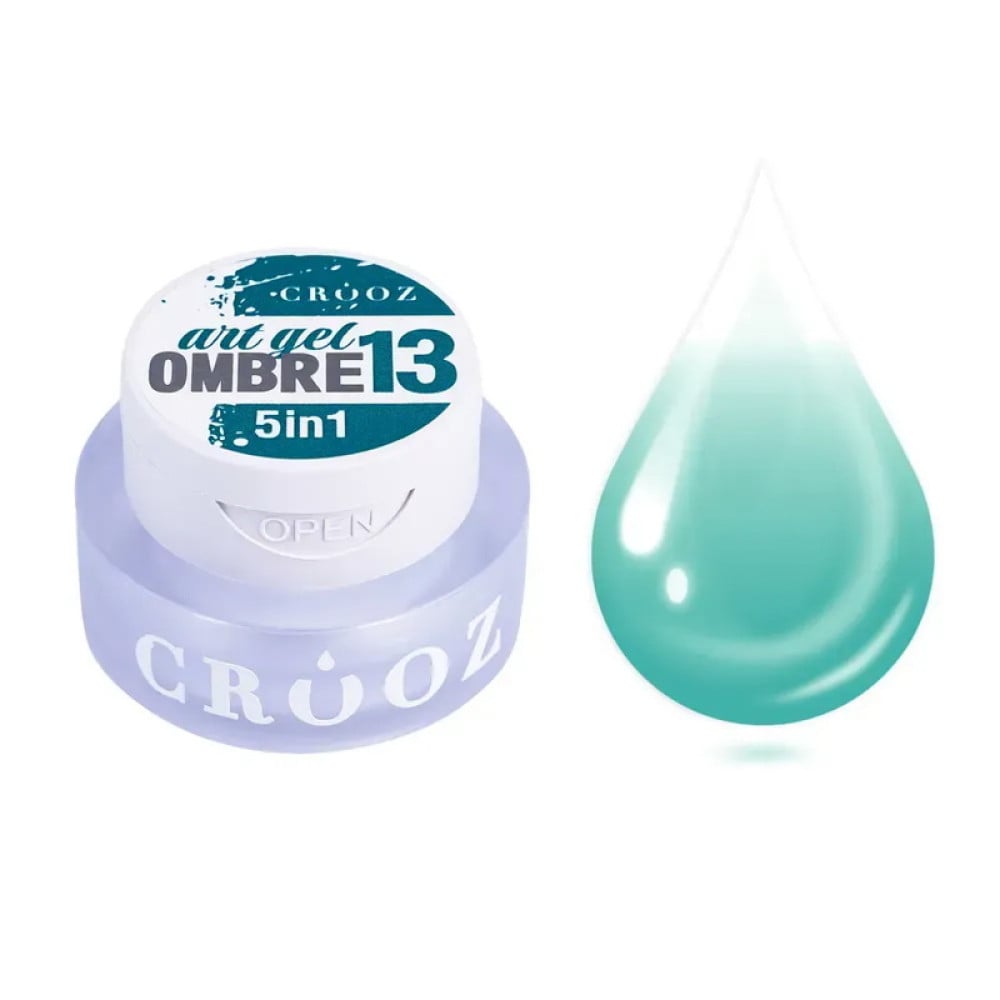 Гель-фарба Crooz Art Gel Ombre 5 в 1 13 без липкого шару блакитний тіффані 3 мл