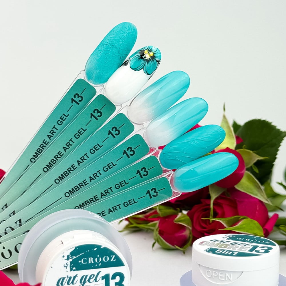 Гель-фарба Crooz Art Gel Ombre 5 в 1 13 без липкого шару блакитний тіффані 3 мл
