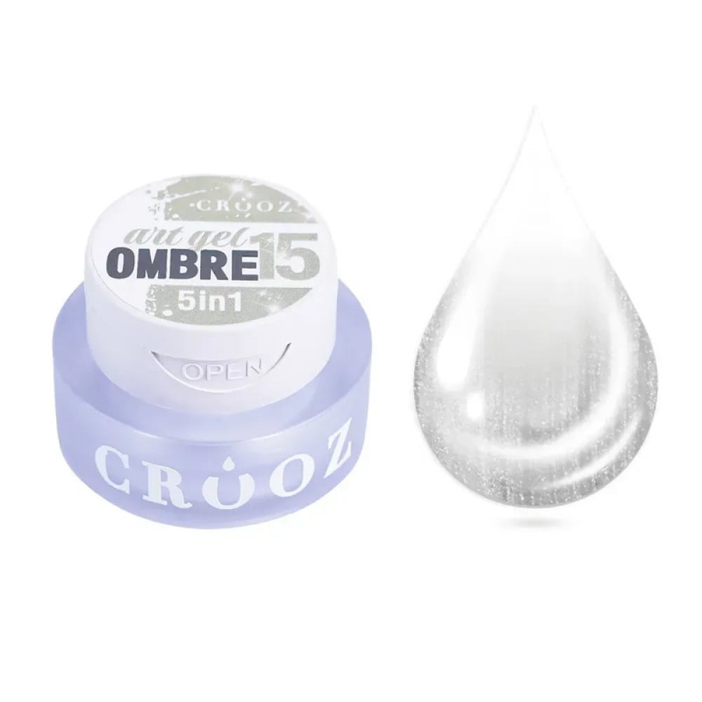 Гель-фарба Crooz Art Gel Ombre 5 в 1 15 без липкого шару срібло з шимером 3 мл