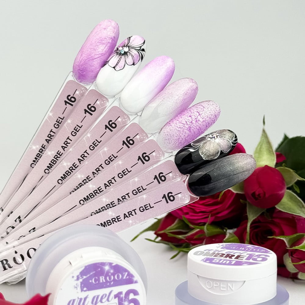Гель-фарба Crooz Art Gel Ombre 5 в 1 16 без липкого шару ліловий з шимером 3 мл