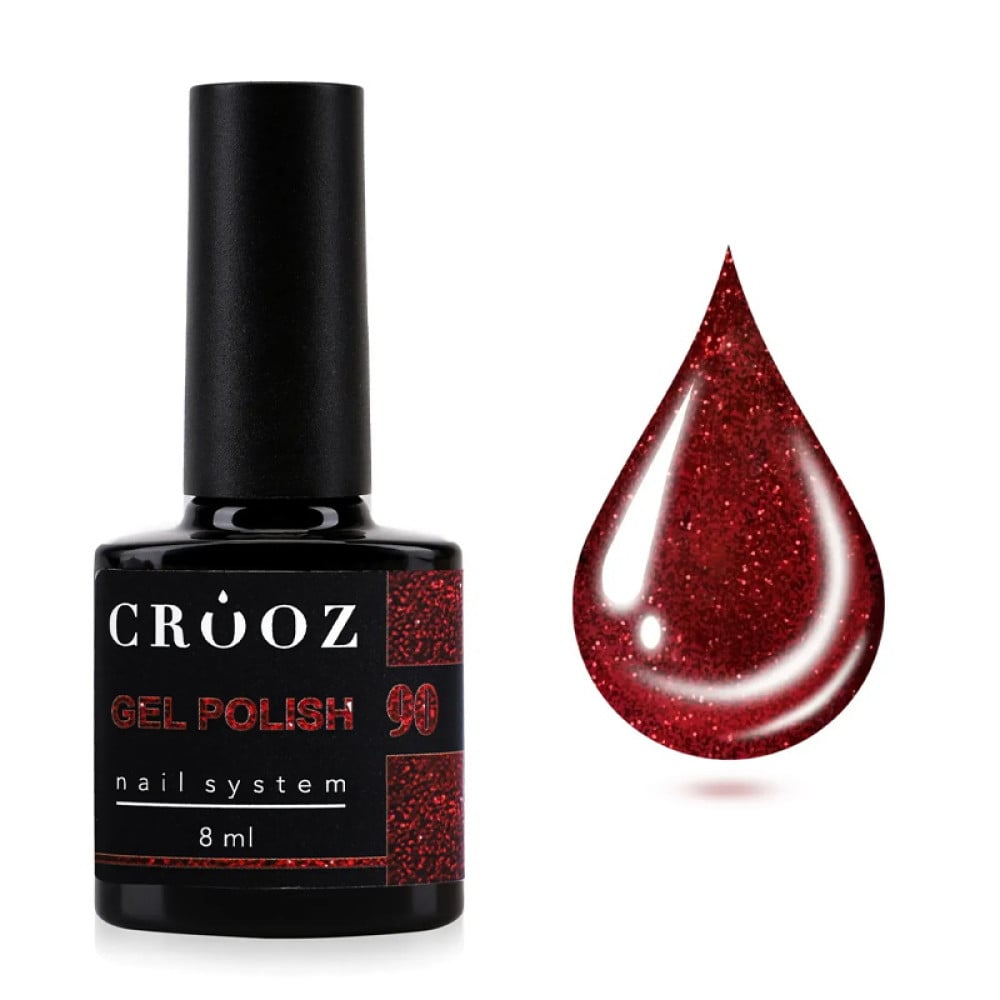Гель-лак Crooz Gem Power 090 Ruby Flame з шимером рубінове полумя 8 мл