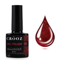 Гель-лак Crooz Gem Power 090 Ruby Flame з шимером рубінове полумя 8 мл