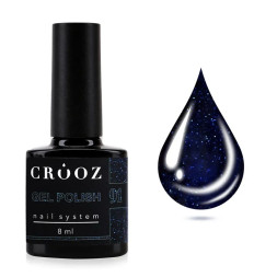 Гель-лак Crooz Gem Power 091 Sapphire Night з шимером сапфірова ніч 8 мл