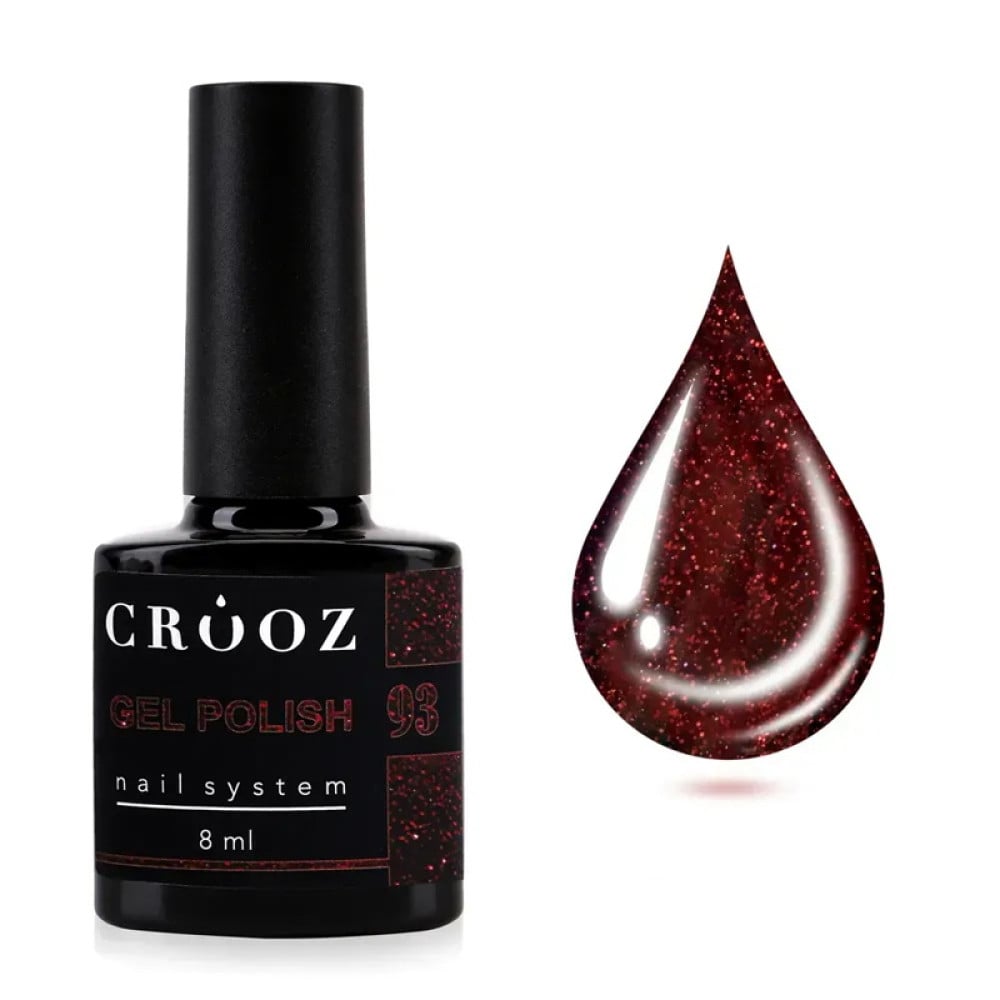 Гель-лак Crooz Gem Power 093 Garnet Heart з шимером бордо 8 мл