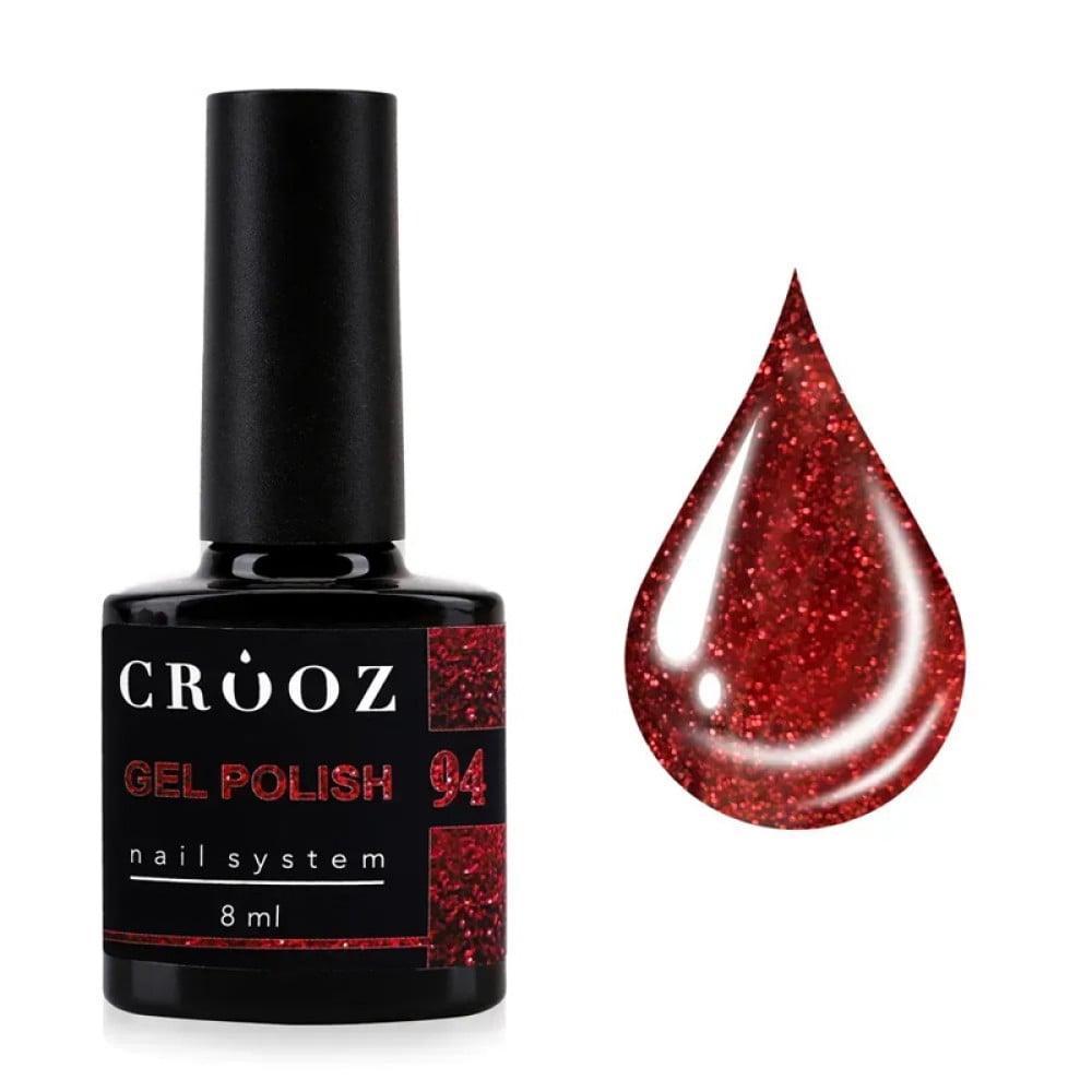 Гель-лак Crooz Gem Power 094 Crimson Jewel з шимером бордово-червоний 8 мл