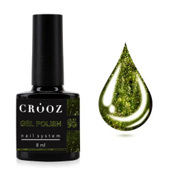 Гель-лак Crooz Gem Power 95 Tourmaline Light з шимером оливково-зелений 8 мл