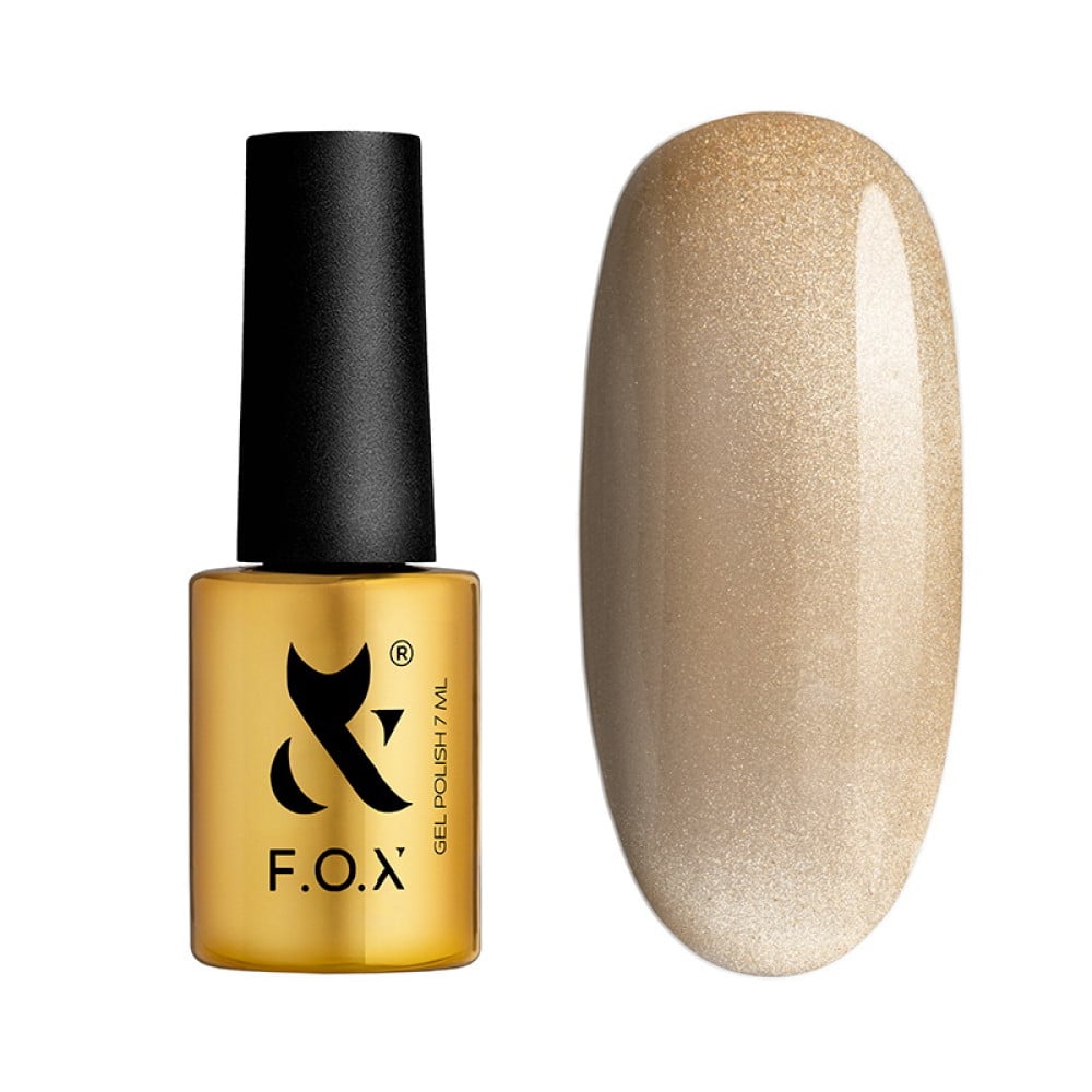 Гель-лак F.O.X Cat Eye 002 теплий медово-золотистий із м’яким металевим сяйвом 7 мл