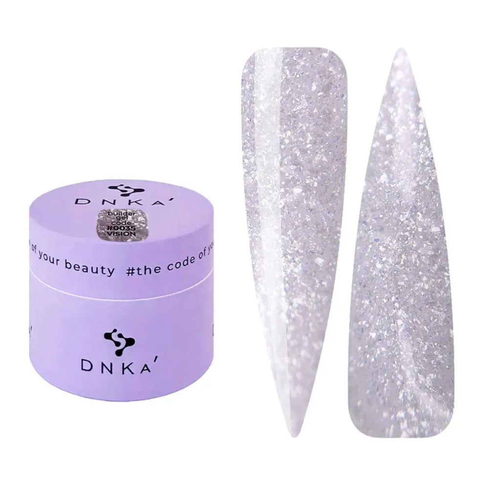Гель для моделювання DNKa Builder Gel Vision 0035 з блискітками ніжний ліловий 15 мл