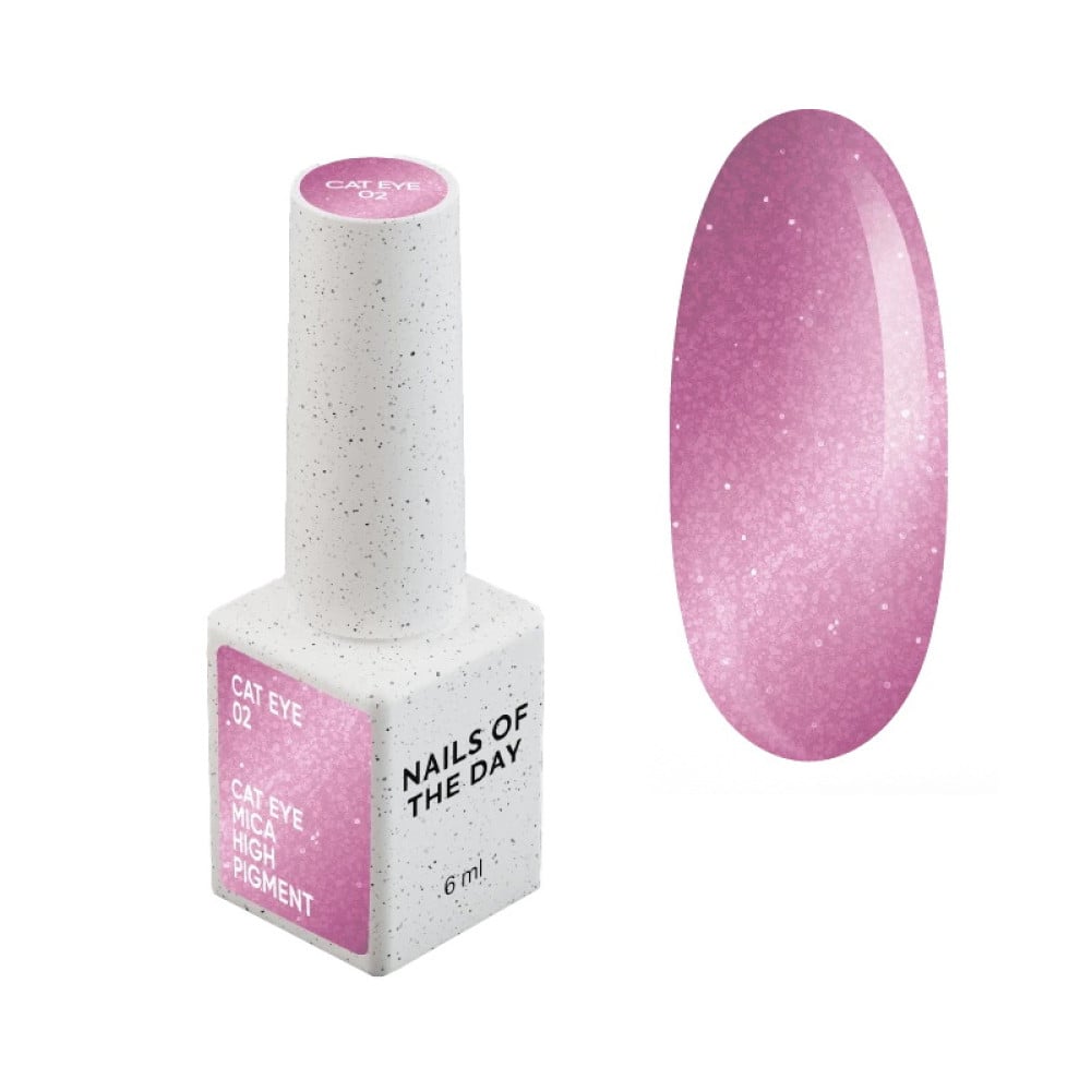 Гель-лак Nails Of The Day Cat Eye 02 рожевий з дрібною поталлю із легким світловідбиваючим ефектом 6 мл