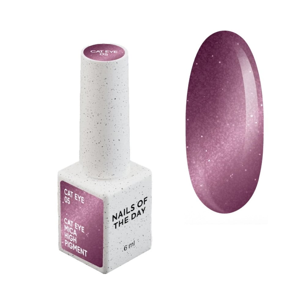Гель-лак Nails Of The Day Cat Eye 05 темно-рожевий з дрібною поталлю із легким світловідбиваючим ефектом 6 мл